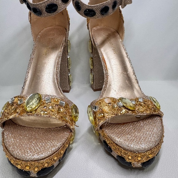 Gold Competition Heels with Yellow, Black & Silver Stones – 5” High✨ - Picture 3 of 9